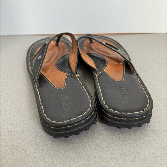 Born Black Leather W3936 T Strap Sandals Flip Flops 11/43 Casual Cushion Shoe - Picture 5 of 11